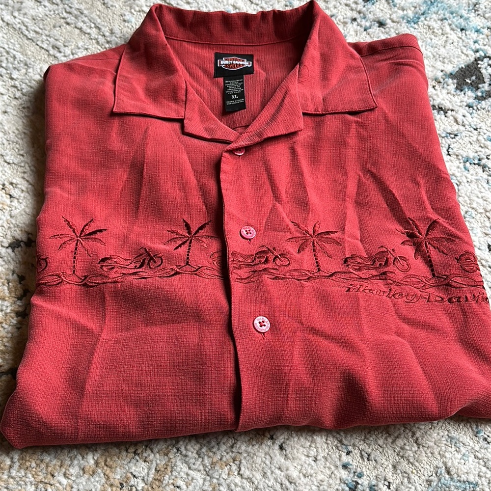 Harley Davidson Short Sleeve Button Shirt Size XL